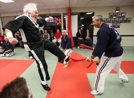 Lynn H. Elliott becomes a black belt at Azads Chico Martial Arts at 70 Years Old!